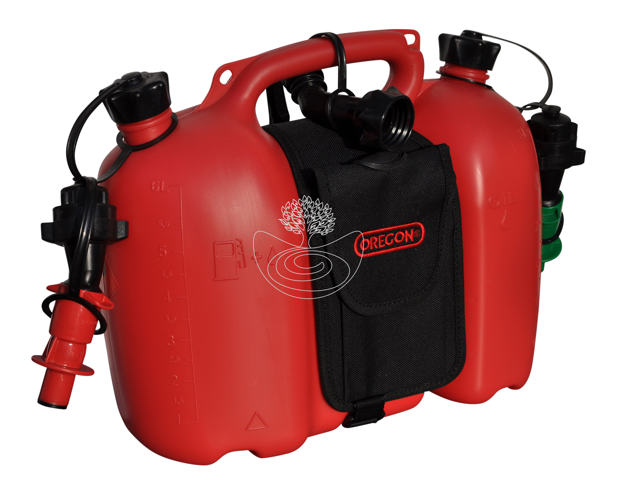 Oregon Doppelkanister 6 Liter + 3 Liter Fiordland Set mit Satteltasche + 2 Ausgießer + 2 Schelltanksysteme rot